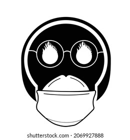 icon face cartoon headphone with headphones design illustration concept