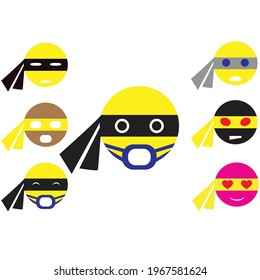 icon face cartoon with mask vector