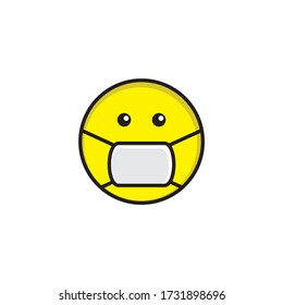 Icon face cute mit Maske gelben Vektorpfen