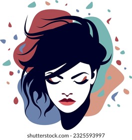 Icon with the face of a girl with long bright hair
