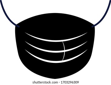 máscara facial con elástico para ajustar las orejas con diseño en el interior que simula líneas de expansión de tejido vectorial color negro con fondo blanco