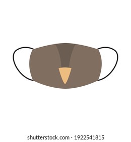 Icon Of Face Mask With Owl Mouth Design Over White Background, Colorful Design, Vector Illustration