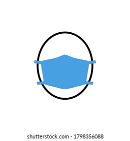 Icon of face in medical mask. Man's face in protective surgical mask or respirator. Vector Illustration