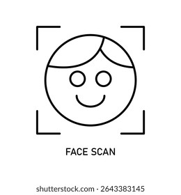Symbol ein Gesichtsscan, einzeln auf sauberem Hintergrund.
