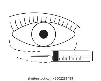 An icon for a facial injection. Linear icon of facial skin care. Injections for beauty, syringe. Cosmetology, medicine. Facelift procedure icons. EPS 10. Vector illustration