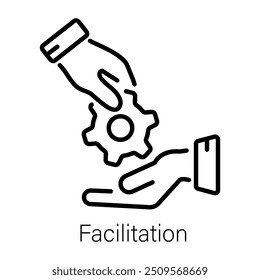 Um ícone de facilitação no estilo de estrutura de tópicos 