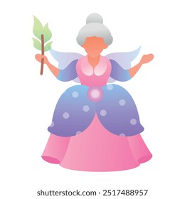 An icon of fairy princess in flat style 