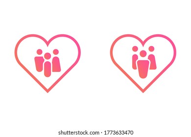 Icon family in the heart. vector illustration.