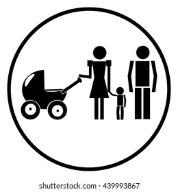 icon family mother, father, baby, stroller, area family-friendly