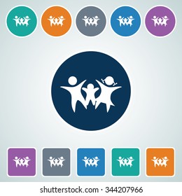Icon of Family in Multi Color Circle & Square Shape. Eps-10.