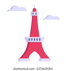 Icon of famous tower of tokyo in flat design, tokyo tower