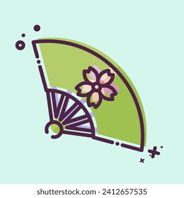 Icon Fan 2. related to Sakura Festival symbol. MBE style. simple design editable. simple illustration