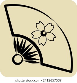 Icon Fan 2. related to Sakura Festival symbol. hand drawn style. simple design editable. simple illustration