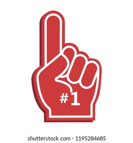 Icon fan logo hand with finger up. Hand up with number 1. Fan arm glove with finger. Vector illustration.