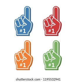 Icon fan logo hand with finger up. Hand up with number 1. Fan arm glove with finger. Vector illustration.