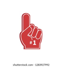 Icon fan logo hand with finger up. Hand up with number 1. Fan arm glove with finger. Vector illustration.