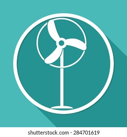 Icon fan on white circle with a long shadow