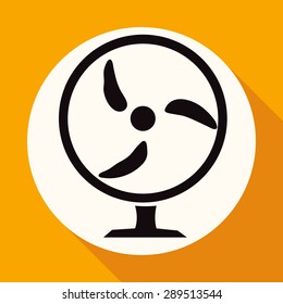 Icon fan on white circle with a long shadow