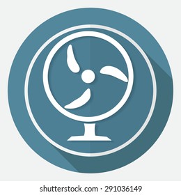 Icon fan on white circle with a long shadow