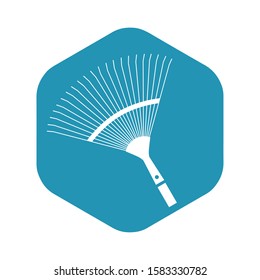 Icon fan rake. Tool for collecting fallen leaves, cut grass when working in the garden and agriculture. Vector illustration isolated on white background for design and web.