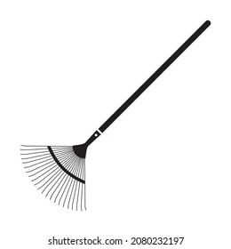 Icon fan rake. Tool for collecting fallen leaves, cut grass when working in the garden and agriculture. Vector illustration isolated on white background for design and web.