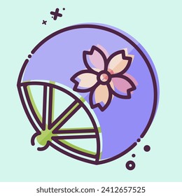 Icon Fan. related to Sakura Festival symbol. MBE style. simple design editable. simple illustration