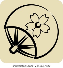 Icon Fan. related to Sakura Festival symbol. hand drawn style. simple design editable. simple illustration