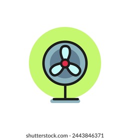 Icon of fan. Ventilator, cooler, equipment. Appliance concept. Can be used for topics like heat, home appliance, hotel service.