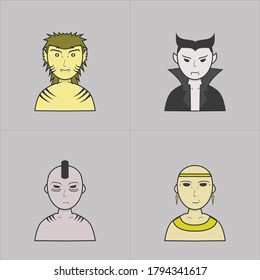 icon fantasy beast creature villain character avatar profile face people logo cartoon vector illustration style human outfit wallpaper commercial skin religion lineart 