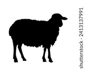 Icon of a farm sheep. Silhouette of a domestic ewe. Vector illustration isolated on a white background
