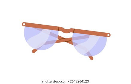 Icon of fashion sunglasses with transparent lens. Stylish glasses with UV protection. Sun shades, cool eyewears, eyeglasses, summer accessory. Flat isolated vector illustration on white background