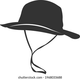 The icon of the fashionable beach hat. Sun protection. Vector image isolated on a white background. Flat icon in black style. Signs and symbols for websites, web design, and mobile apps.