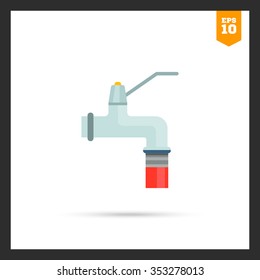 Icon of faucet and attached garden hose
