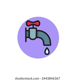 Icon of faucet with drop of water. Bathroom, water pipe, wash sink. Facilities concept. Can be used for topics like housekeeping, facilities, hotel service