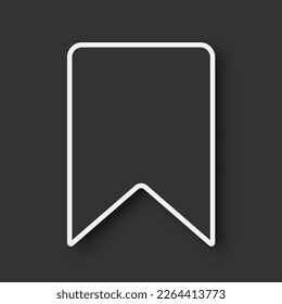 The icon of the favorite is black with a contour on a dark background. Bookmark in linear style. Vector EPS 10.