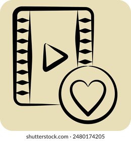 Icon Favourite Movie. related to Cinema symbol. hand drawn style. simple design illustration