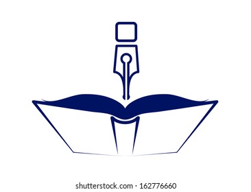 icon a feather over the book on a white background