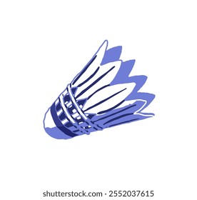 Icon of feather or plastic shuttlecock. Badminton birdie or shuttle. Equipment of racquet sport. Athletic inventory to play summer court game. Flat isolated vector illustration on white background