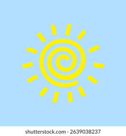 The icon features a simple and minimalistic sun design with centered spiral pattern in blue background