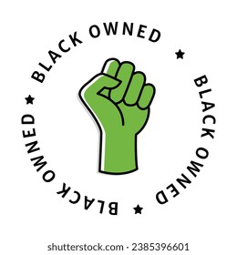 An icon featuring a circular black owned badge, emphasizing empowerment, ownership, the certification of being a black-owned business, and the recognition of black entrepreneurship.