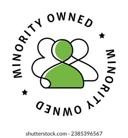 An icon featuring a circular minority owned badge, emphasizing diversity in ownership, the certification of being an inclusive business, and the recognition of minority entrepreneurship.