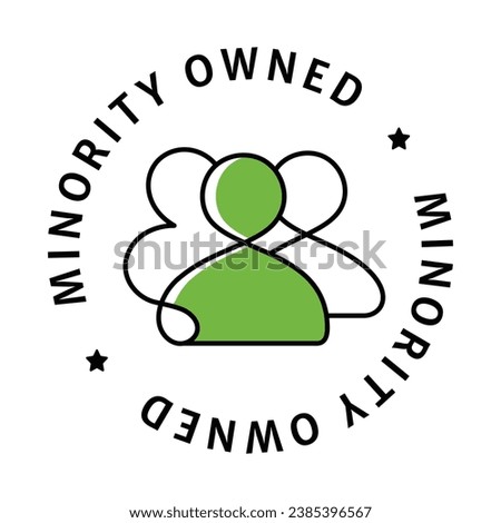An icon featuring a circular minority owned badge, emphasizing diversity in ownership, the certification of being an inclusive business, and the recognition of minority entrepreneurship.