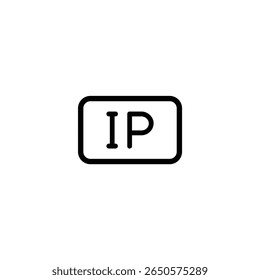 An icon featuring the letters 'I' and 'P' inside a horizontal rectangle with rounded corners. Designed in a minimalist, flat 2D vector style.