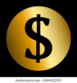 Icon featuring a simplistic representation of a dollar symbol encased within a golden circle. Ideal for a wide range of projects, from finance-related websites and apps to marketing materials