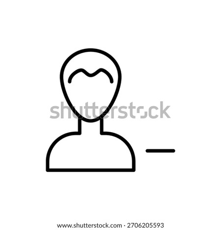 An icon featuring a user figure and a minus sign, commonly used for removing a user, unfriending, unfollowing, or decreasing a quantity in a digital interface.