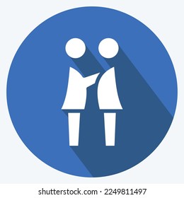 Icon Feeling Compassion. related to Psychological symbol. long shadow style. simple illustration. emotions, empathy, assistance