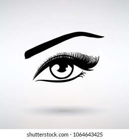 icon female eye with long eyelashes on a light background