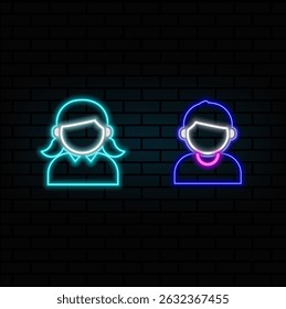 icon female and male user. neon style. suitable for web interface symbol. glyph style. editable simple design. design template vector. simple symbol illustration