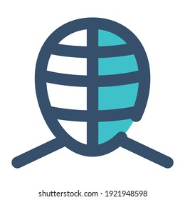 icon fencing mask using filled line style and blue color