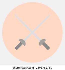 Icon fencing. Sports elements. Icon in color mate style.